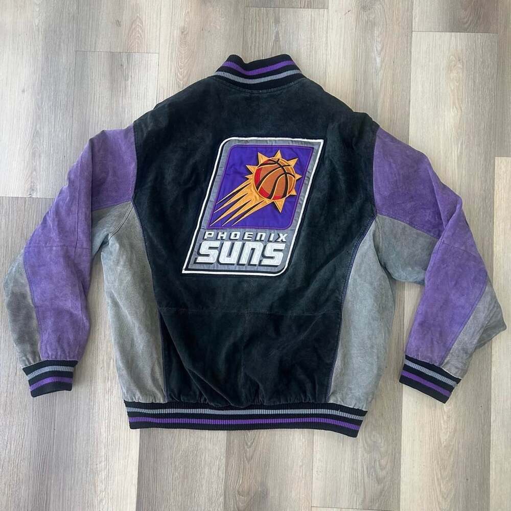 NBA Phoenix Suns Leather Jacket Size XL Suede Colorblock Basketball